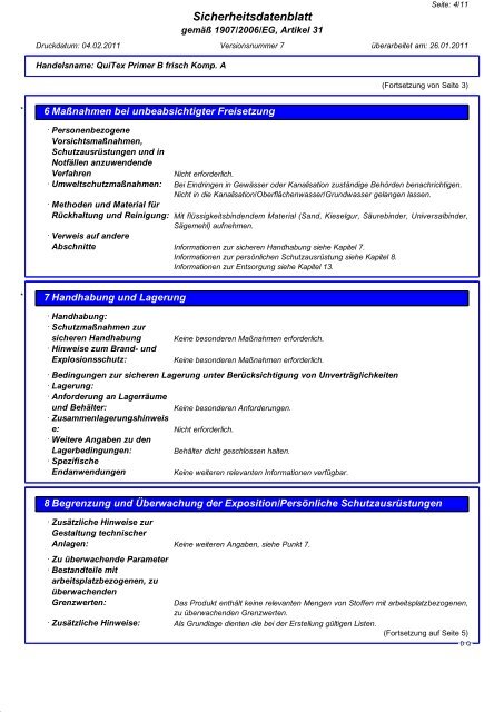 Sicherheitsdatenblatt QuiTex Primer B frisch ... - via-Dachteile