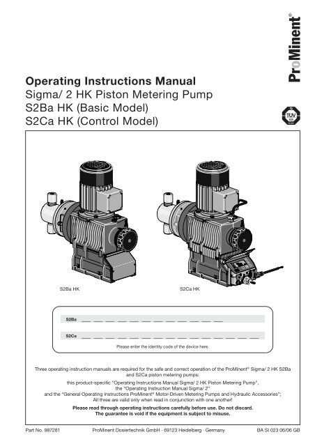 Operating Instructions Manual - Prominent Fluid Controls Australia