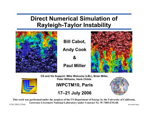 Direct Numerical Simulation of Rayleigh-Taylor ... - ASC at Livermore