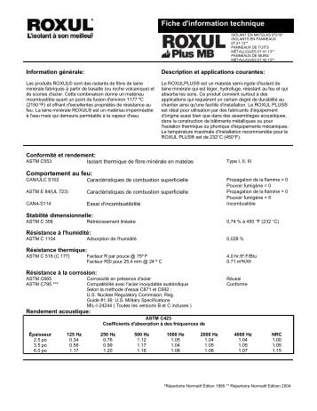 Fiche d'information technique - Roxul