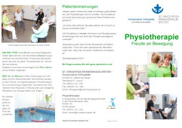 Flyer Physiotherapie - St.-Vincentius-Krankenhaus Speyer