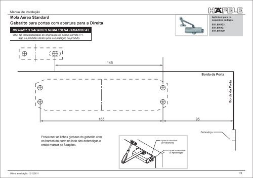 Manual Mola AÃ©rea Standard - HÃ¤fele