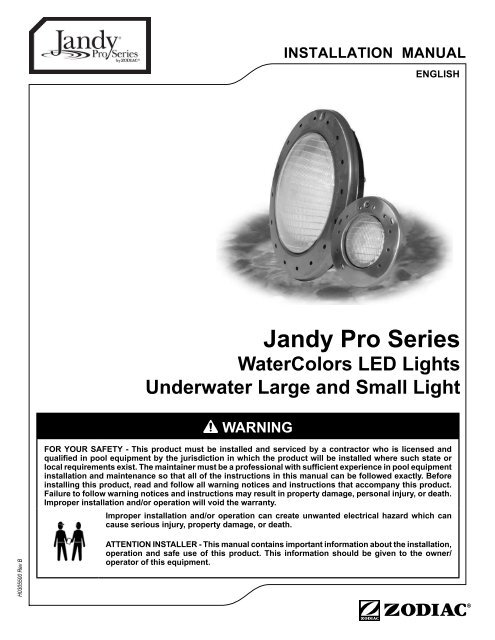 Installation Manual Zodiac Pool, How To Install Jandy Led Pool Light