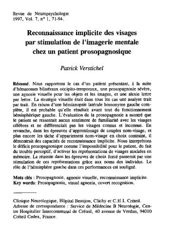 Reconnaissance implicite des visages par stimulation de l ... - RNP