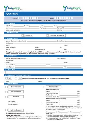 the easyaccess form - Yarra Valley Water