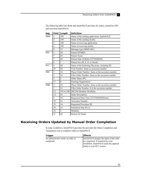 HL7 Conformance - Intelerad