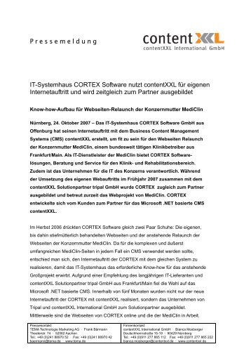 Pressemeldung IT-Systemhaus CORTEX Software ... - PresseBox