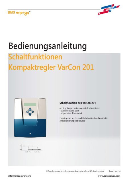 Schaltfunktionen VarCon 201 - BMS-Energietechnik AG