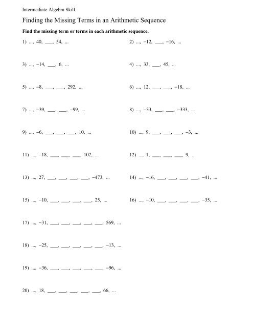 Finding the Missing Terms in an Arithmetic Sequence - LAVC Math ...