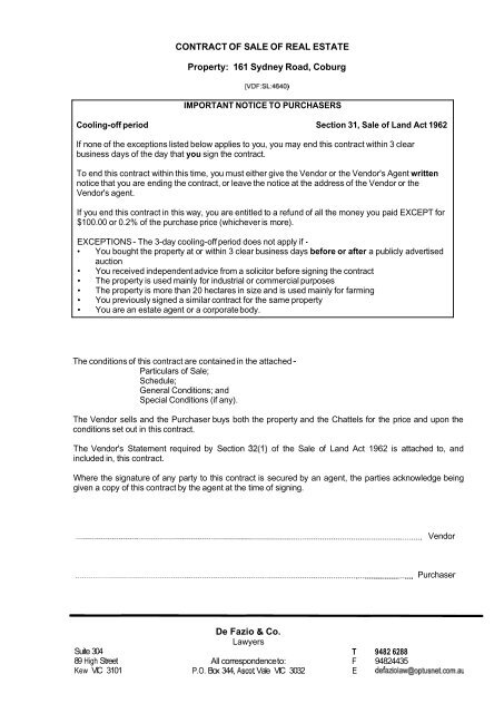 Contract Of Sale Of Real Estate Property Realestateview