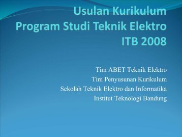 Usulan Kurikulum Program Studi Teknik Elektro ITB 2008