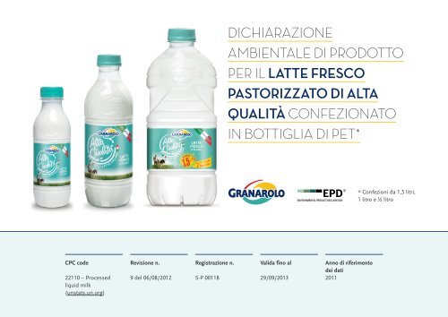 Dichiarazione ambientale Di ProDotto Per il LATTE FRESCO ...