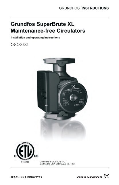 Grundfos SuperBrute XL Maintenance-free Circulators