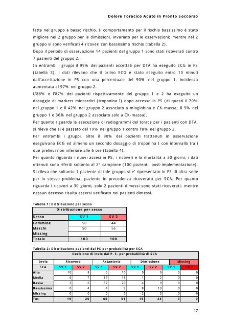 Gestione del paziente con dolore toracico acuto in Pronto Soccorso