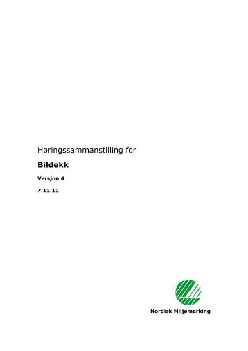 Høringssammanstilling for Bildekk - Svanen