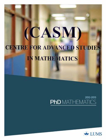 PhD MATHEMATICS - Lahore University of Management Sciences