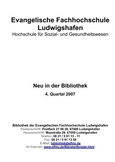 Evangelische Fachhochschule Ludwigshafen - Teilbibliothek ...