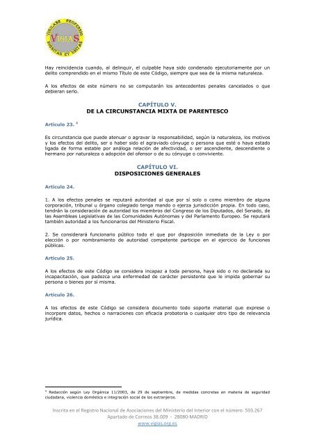 Ley Orgánica 10/1995, de 23 de noviembre, del Código Penal - VigiaS