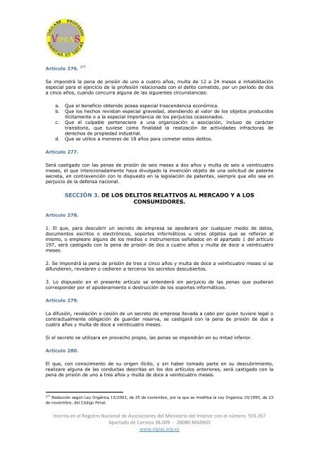 Ley Orgánica 10/1995, de 23 de noviembre, del Código Penal - VigiaS