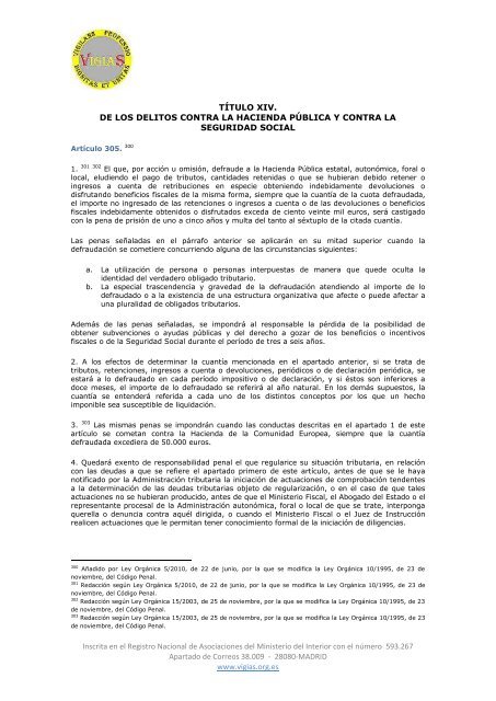 Ley Orgánica 10/1995, de 23 de noviembre, del Código Penal - VigiaS