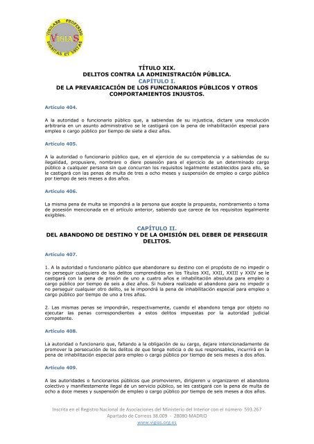 Ley Orgánica 10/1995, de 23 de noviembre, del Código Penal - VigiaS