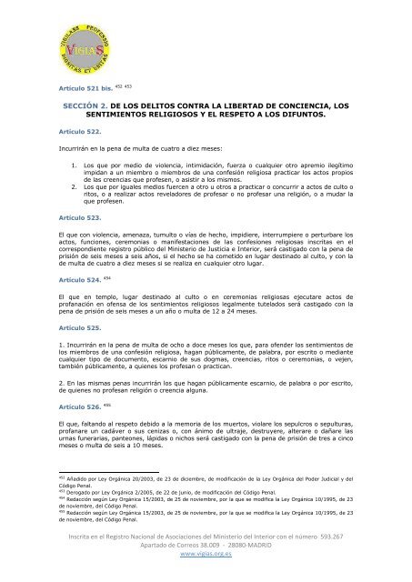 Ley Orgánica 10/1995, de 23 de noviembre, del Código Penal - VigiaS