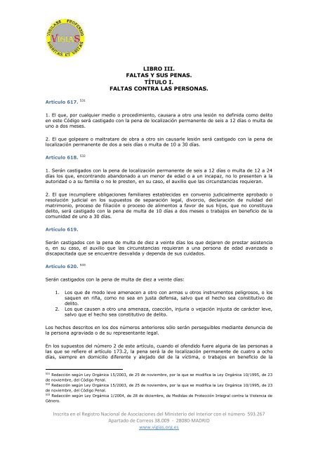 Ley Orgánica 10/1995, de 23 de noviembre, del Código Penal - VigiaS