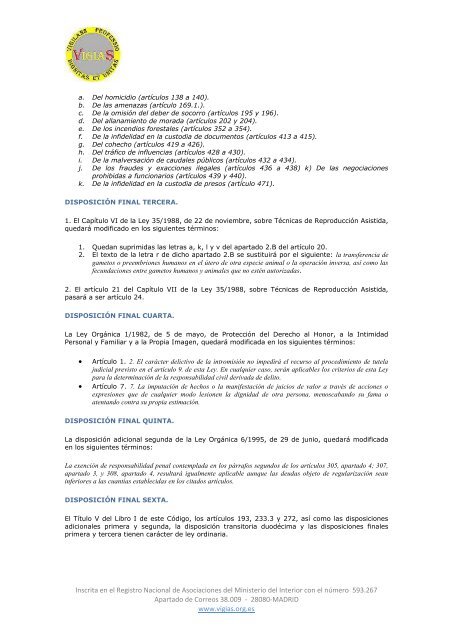 Ley Orgánica 10/1995, de 23 de noviembre, del Código Penal - VigiaS