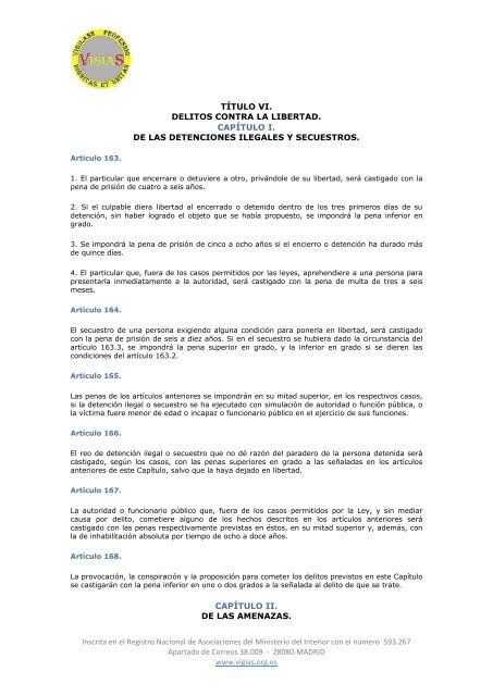 Ley Orgánica 10/1995, de 23 de noviembre, del Código Penal - VigiaS