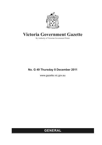 general - Victoria Government Gazette