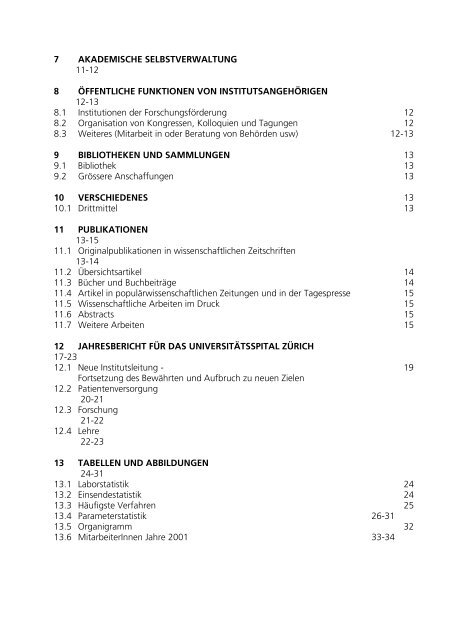 Akademischer Bericht 2002 - Institut für Klinische Chemie ...