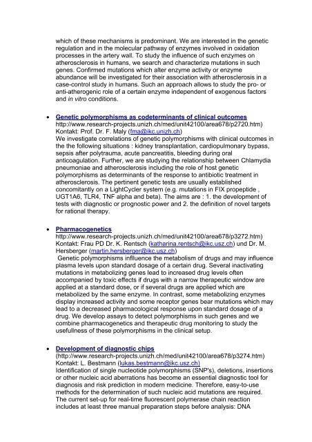 Akademischer Bericht 2002 - Institut für Klinische Chemie ...