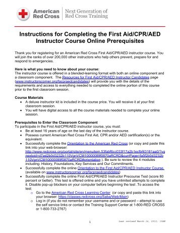 Instructions for Completing the First Aid/CPR ... - Instructor's Corner