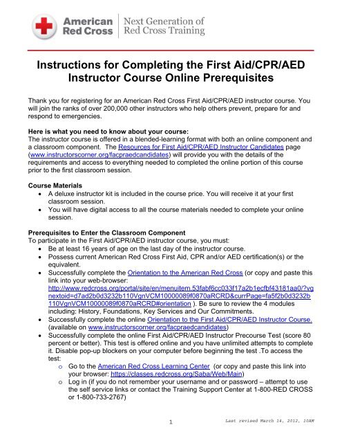 Instructions for Completing the First Aid/CPR ... - Instructor's Corner