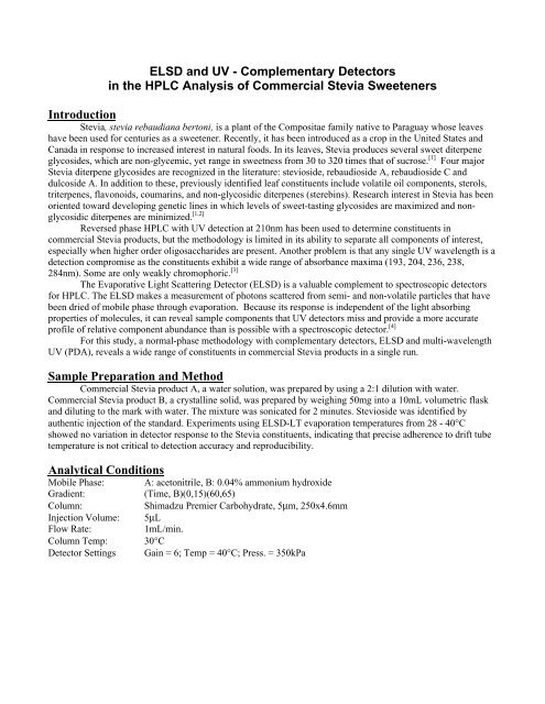 ELSD and UV - Complementary Detectors in the HPLC ... - Shimadzu