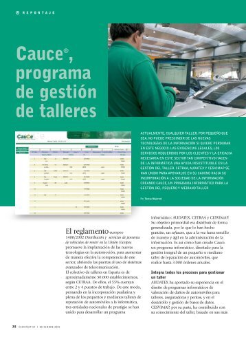 Cauce Â®, programa de gestiÃ³n de talleres - Revista Cesvimap