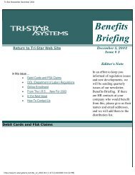 Debit Cards and FSA Claims - Tri-Star Systems