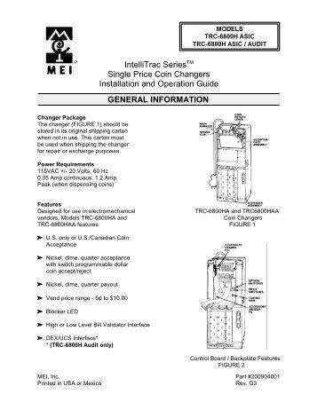 IntelliTrac SeriesTM Single Price Coin Changers ... - Vending World