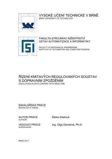 Ãstav automatizace a informatiky - VysokÃ© uÄenÃ­ technickÃ© v BrnÄ
