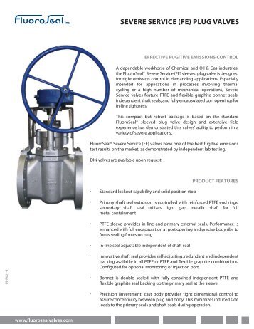 (FE) Plug Valves Sales Sheet - FluoroSeal Specialty Valves