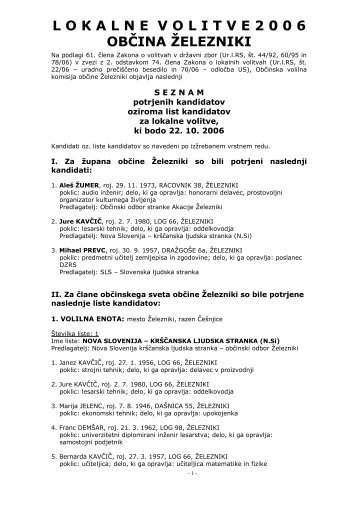 L O K A L N E  V O L I T V E 2 0 0 6 OBÄINA Å½ELEZNIKI
