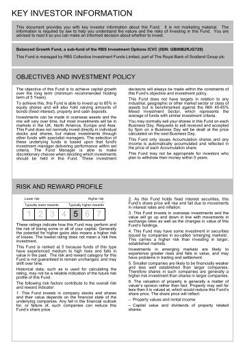 Balanced Growth Fund Key Investor Information Document - RBS