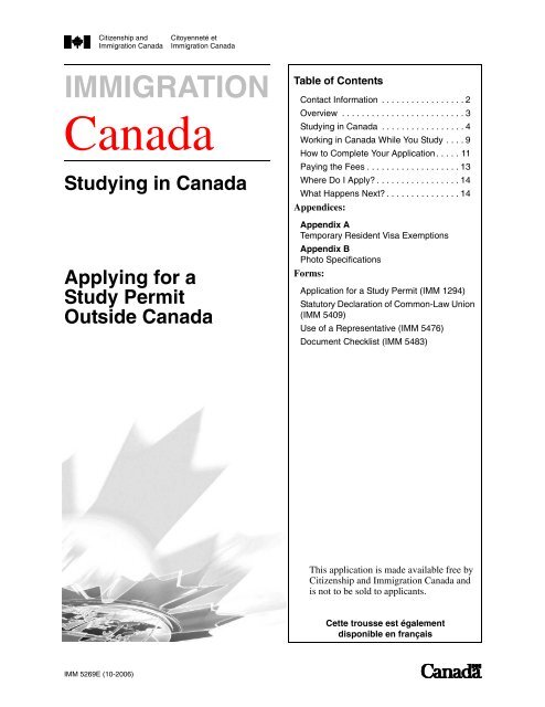 Applying for a Study Permit outside Canada - Education Canada ...