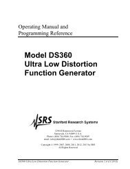 Model DS360 Ultra Low Distortion Function Generator - Stanford ...