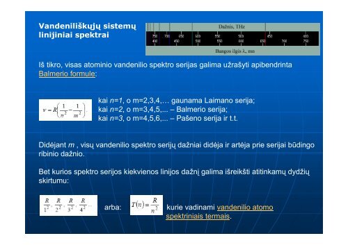 Kvantinės mechanika - Vandeniliškųjų sistemų linijiniai spektrai