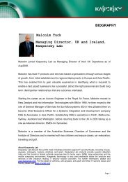 Malcolm Tuck Managing Director, UK and Ireland, Kaspersky Lab ...