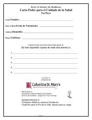 Carta Poder para el Cuidado de la Salud - Columbia St. Mary's