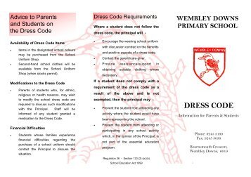 Dress Code Policy - Wembley Downs Primary School