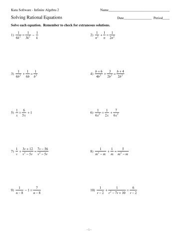 Solving Rational Equations 1 Kuta Software