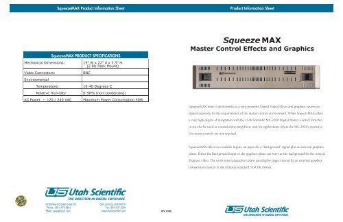 SqueezeMAX Brochure (tab).indd - Utah Scientific